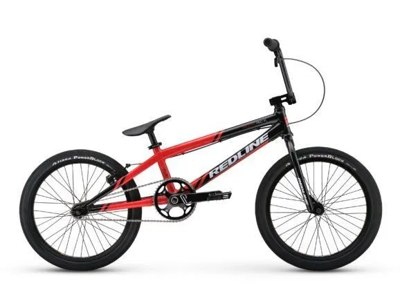 A red and black Redline race BMX bike